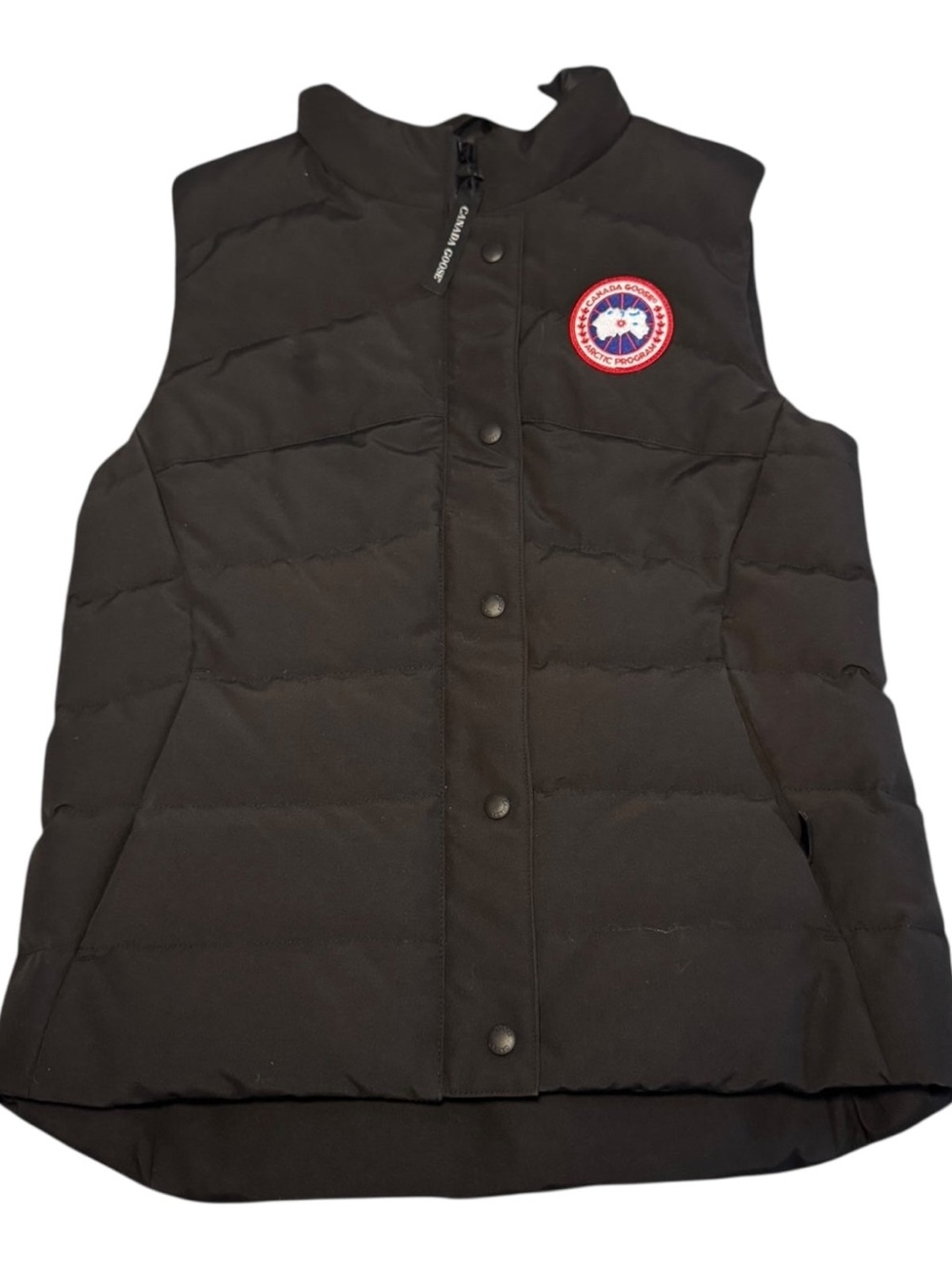 Canada Goose Black Quilted Down Vest with Logo Patch